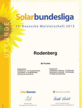 Rodenberg ist in der Solar-Bundesliga